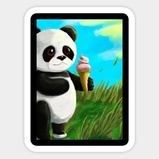 Panda with Ice Cream Sticker